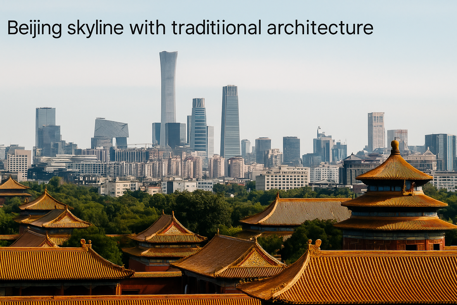 Beijing skyline with traditional architecture